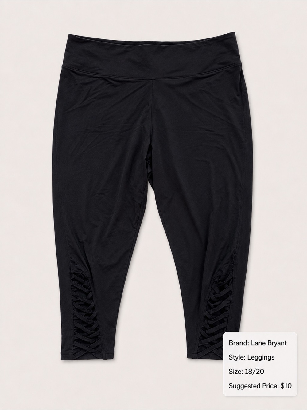 Lane Bryant Black Leggings with Lattice Trim
